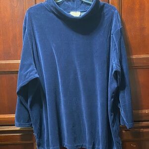 Roaman’s vintage plus size 2X Cozy Blue Turtleneck plush velour tunic